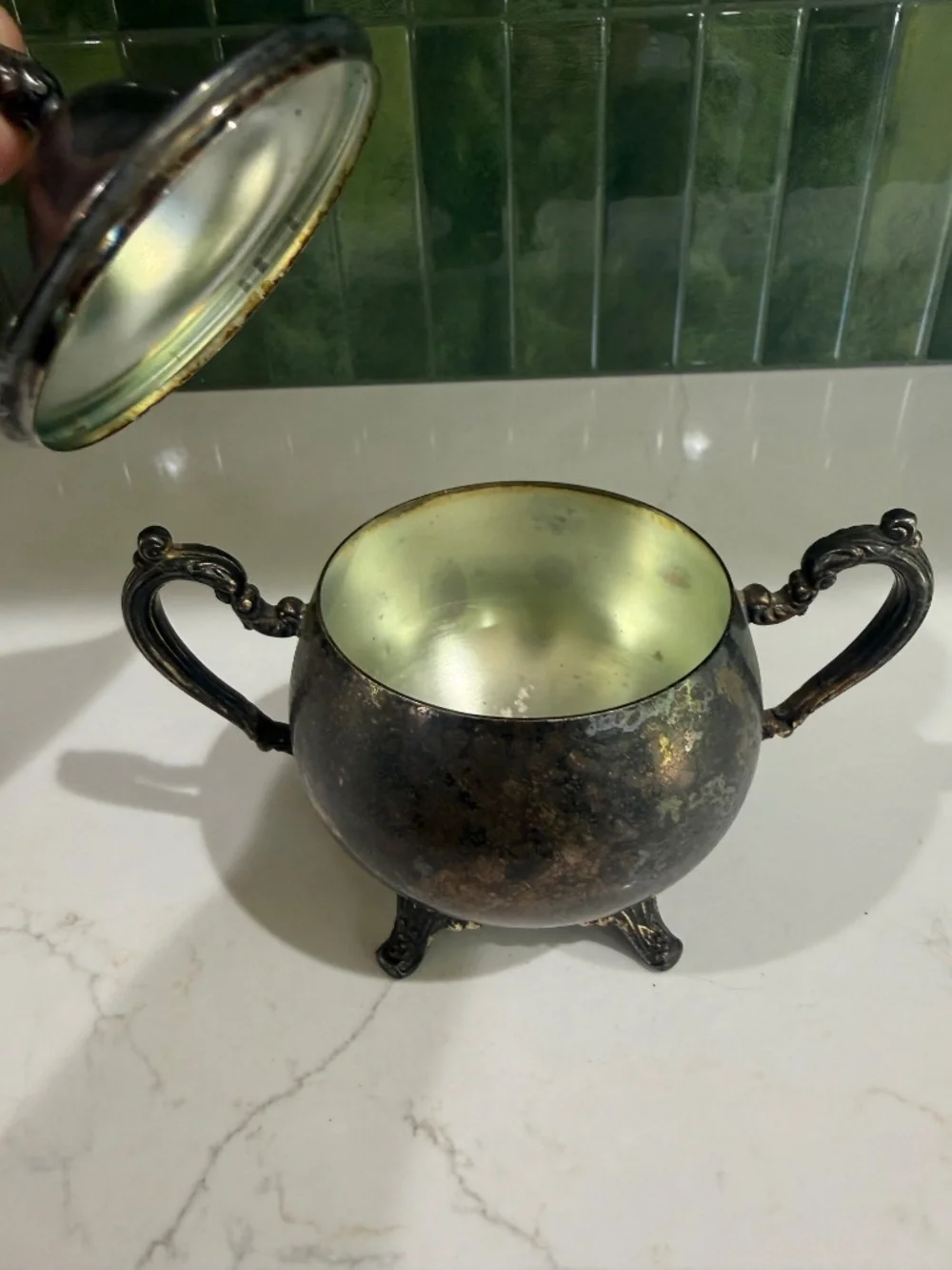 Oneida Antique Silverplate Footed Sugar Bowl